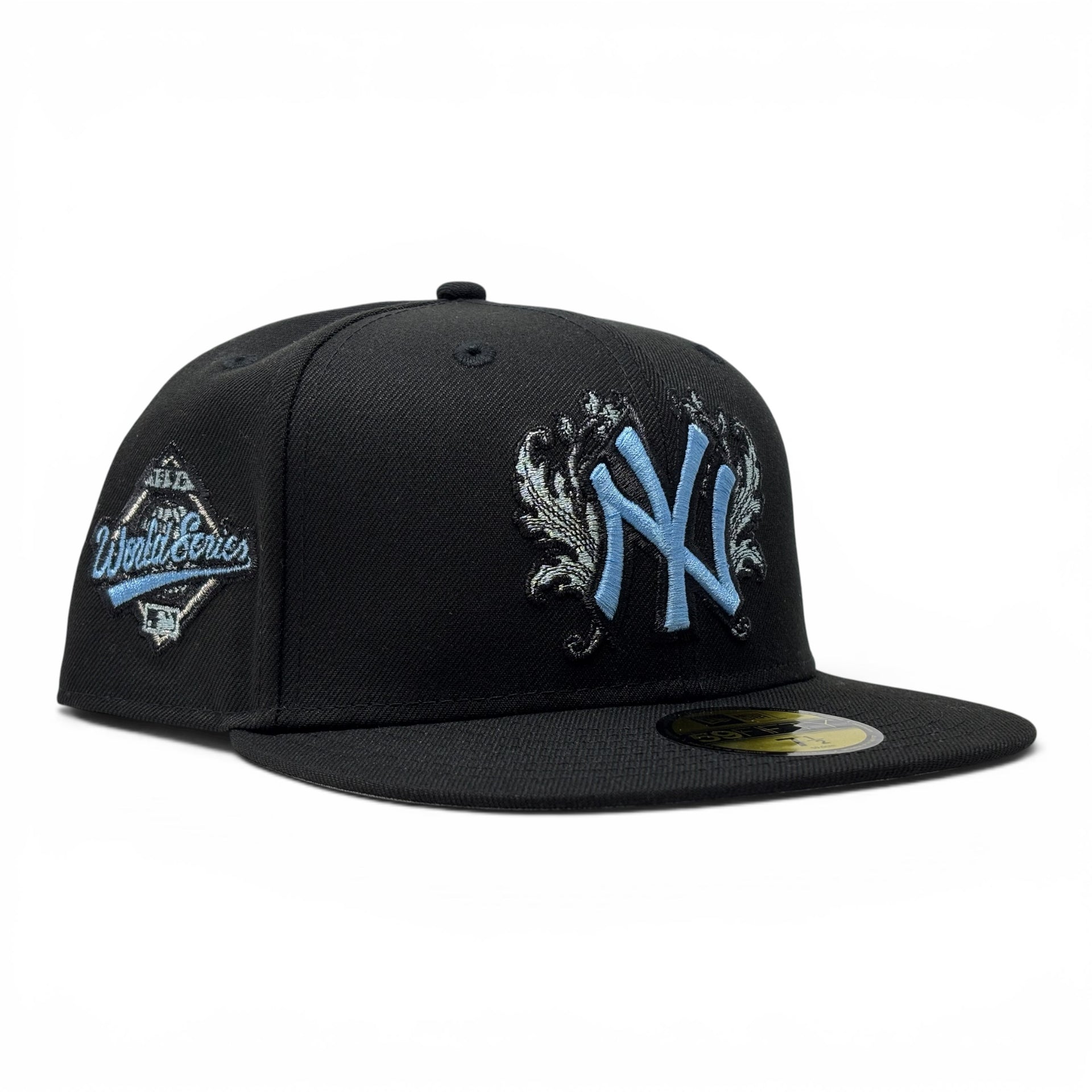 New York Yankees 1996 World Series iconic interlocking Fitted Hats-Black Sky