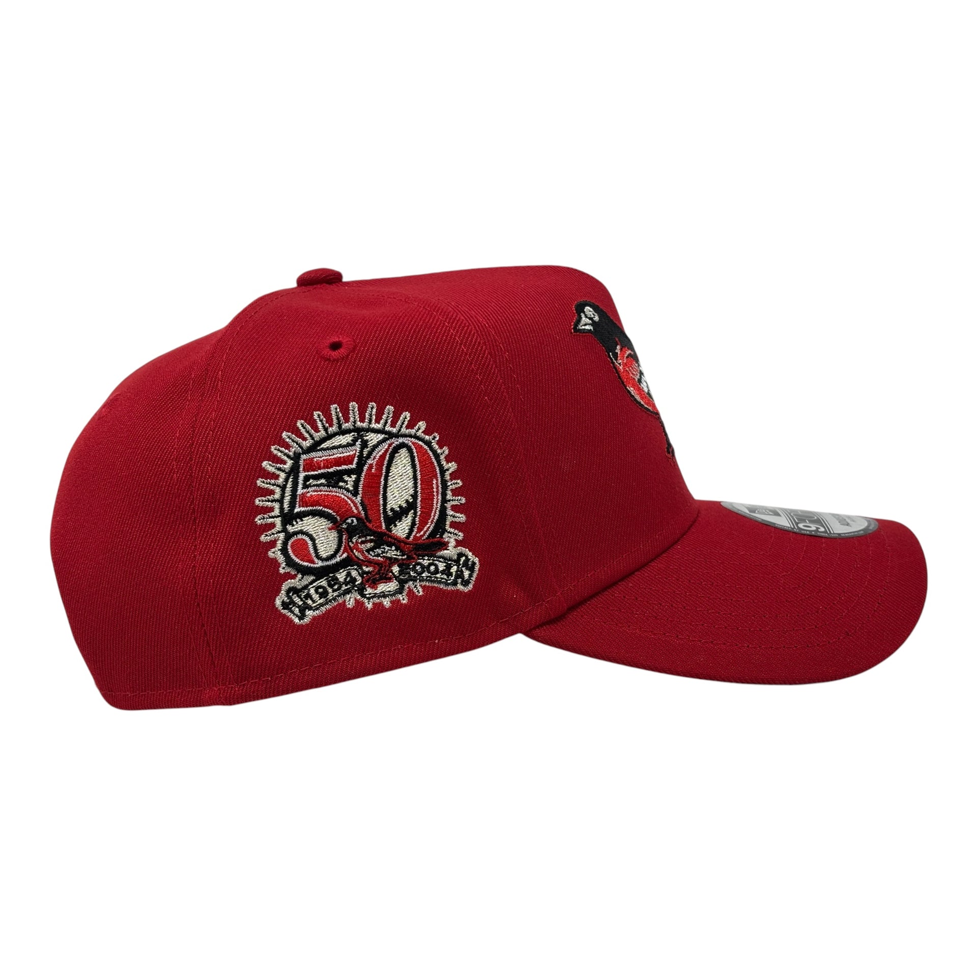 Baltimore Orioles 50th Anniversary Red 9Forty A Frame Snapback Hats