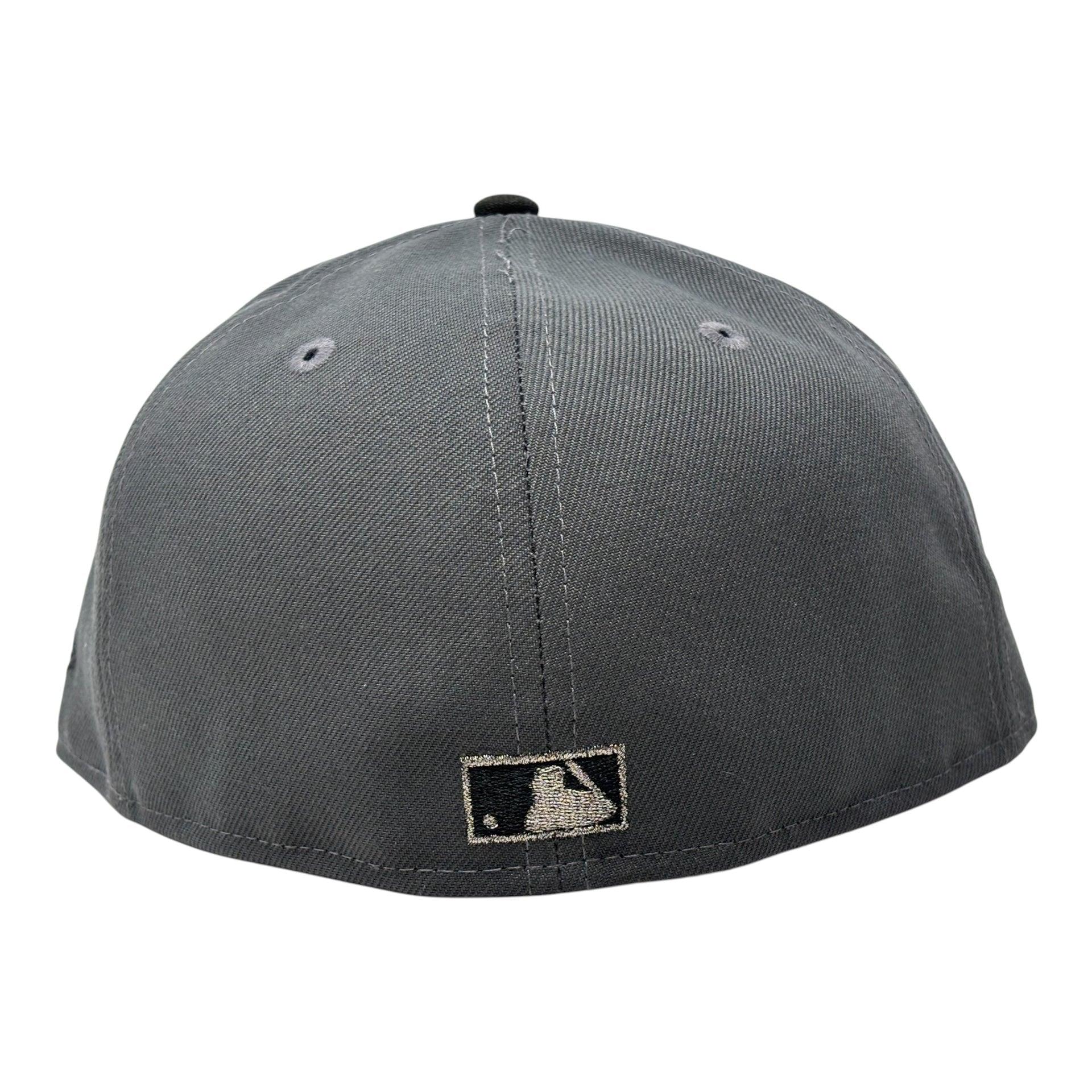 Oakland Athletics 1989 World Series Metallic Logo Fitted Hat- Dark Gray Black