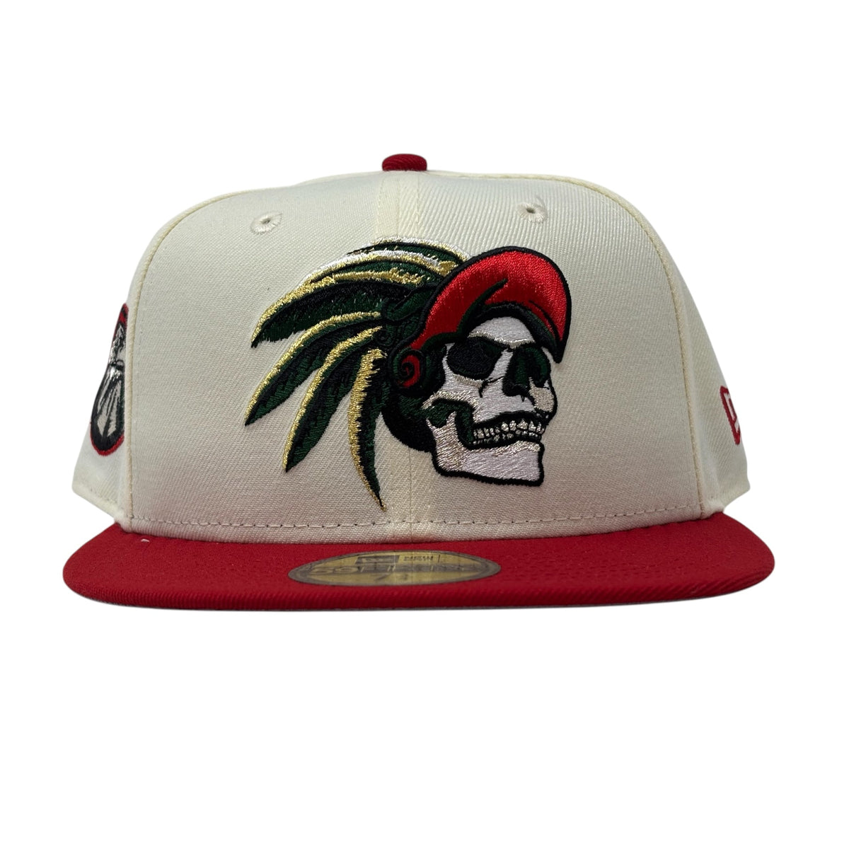 Aztec Skull Warriors New Era Fitted Hat-Chrome Red