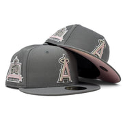 Los Angeles Angels 50th Anniversary Pink Brim New Era Fitted Hat-Gray