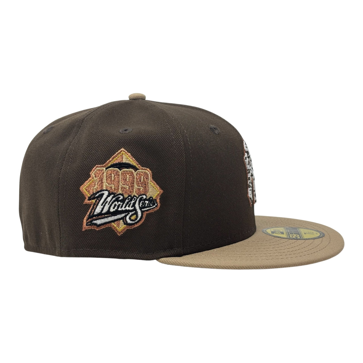 New York Yankees 1999 World Series Cow Print Fitted Hat Brown
