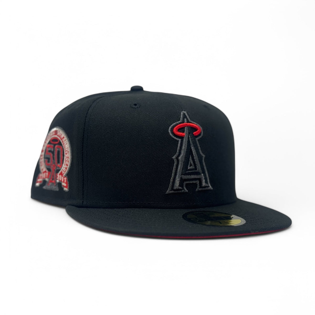 Angels 35th Anniversary "Cherry Pack" Black Red Brim Fitted Hats