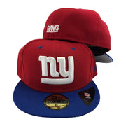 NFL New York Giants Red Cap Royal Visor New Era Fitted Hat