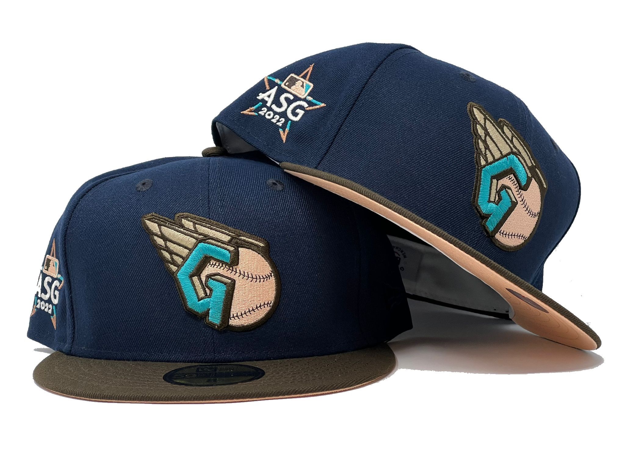 Cleveland  Guardians 2022 All Star Game Light Navy Brown Visor Peach Brim New Era Fitted Hat