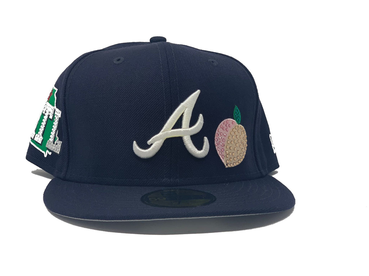Dark Navy Blue Atlanta Braves MLB Crystal Icons New Era Fitted Hat
