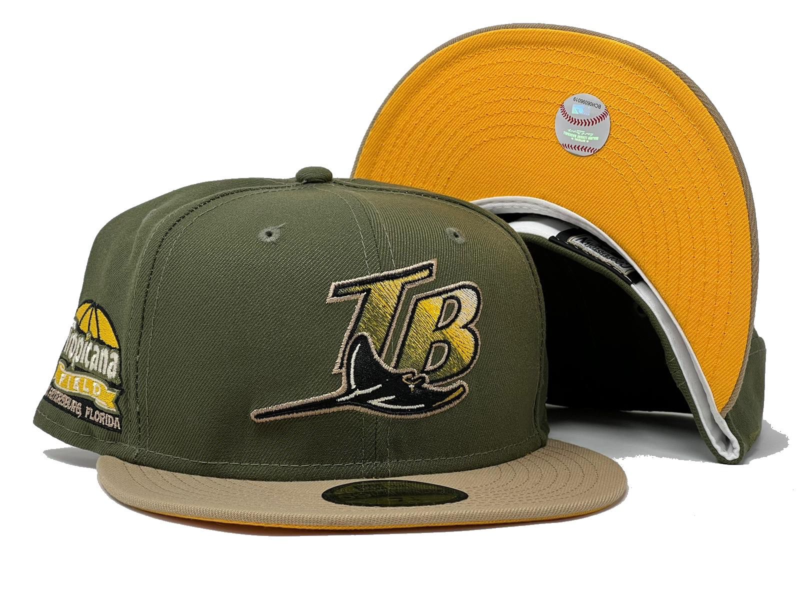 Tampa Bay Tropicana Field Olive Green Camel Taxi Yellow Brim New Era Fitted Hat