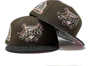Anahiem  Angels 50th Anniversary Brown Black Corduory New Era Fitted Hat