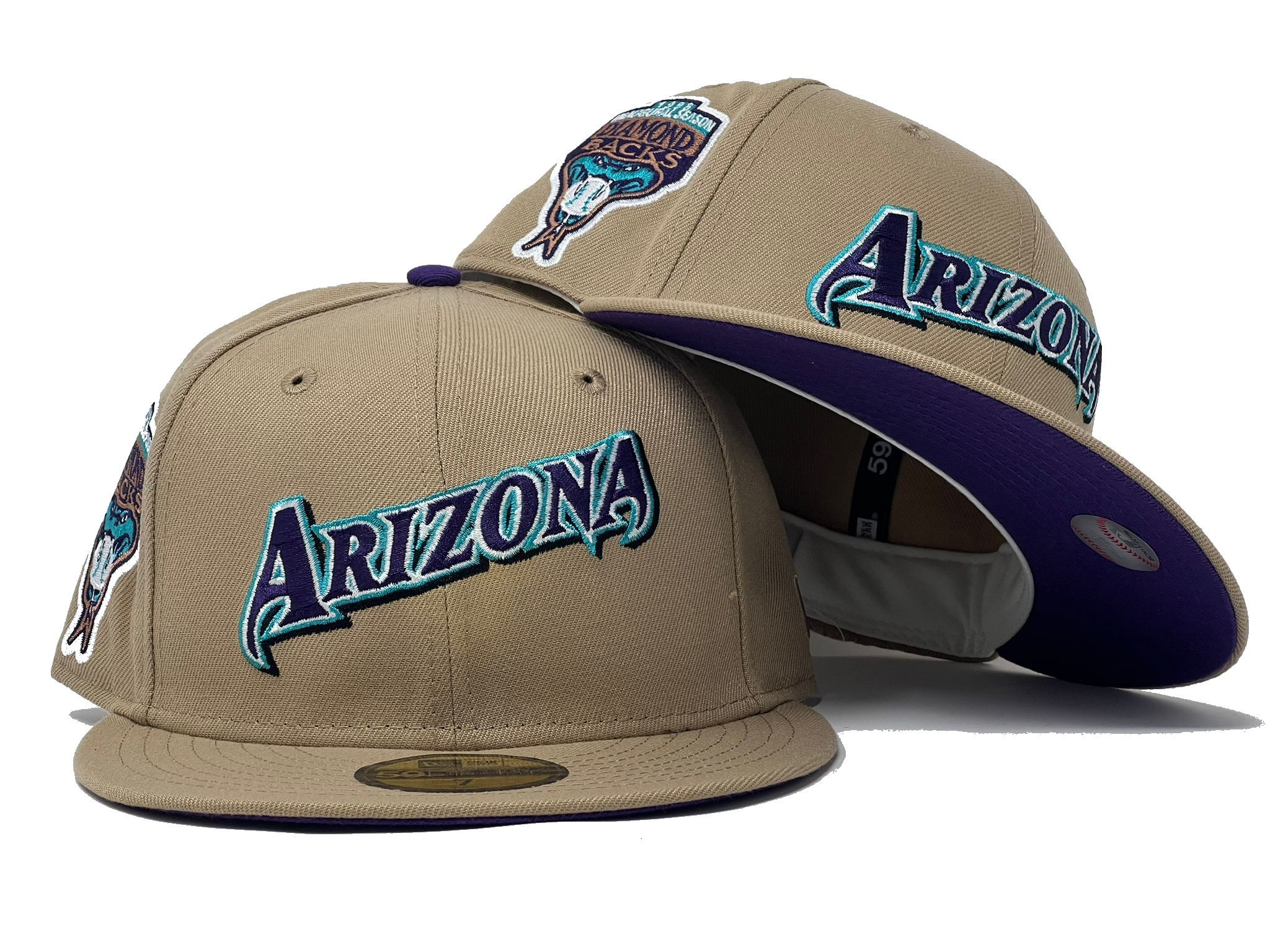 Arizona Diamondbacks 1998 Inaugural Season Camel Purple Brim New Era Fitted Hat