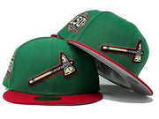 Atlanta Braves 150th Anniversary " Xmas Pack" Green Red Visor Gray Brim New Era Fitted Hat