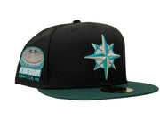 seattle Mariners Kingdome Stadium Black Dark Green Visor Gray Brim New Era Fitted Hat