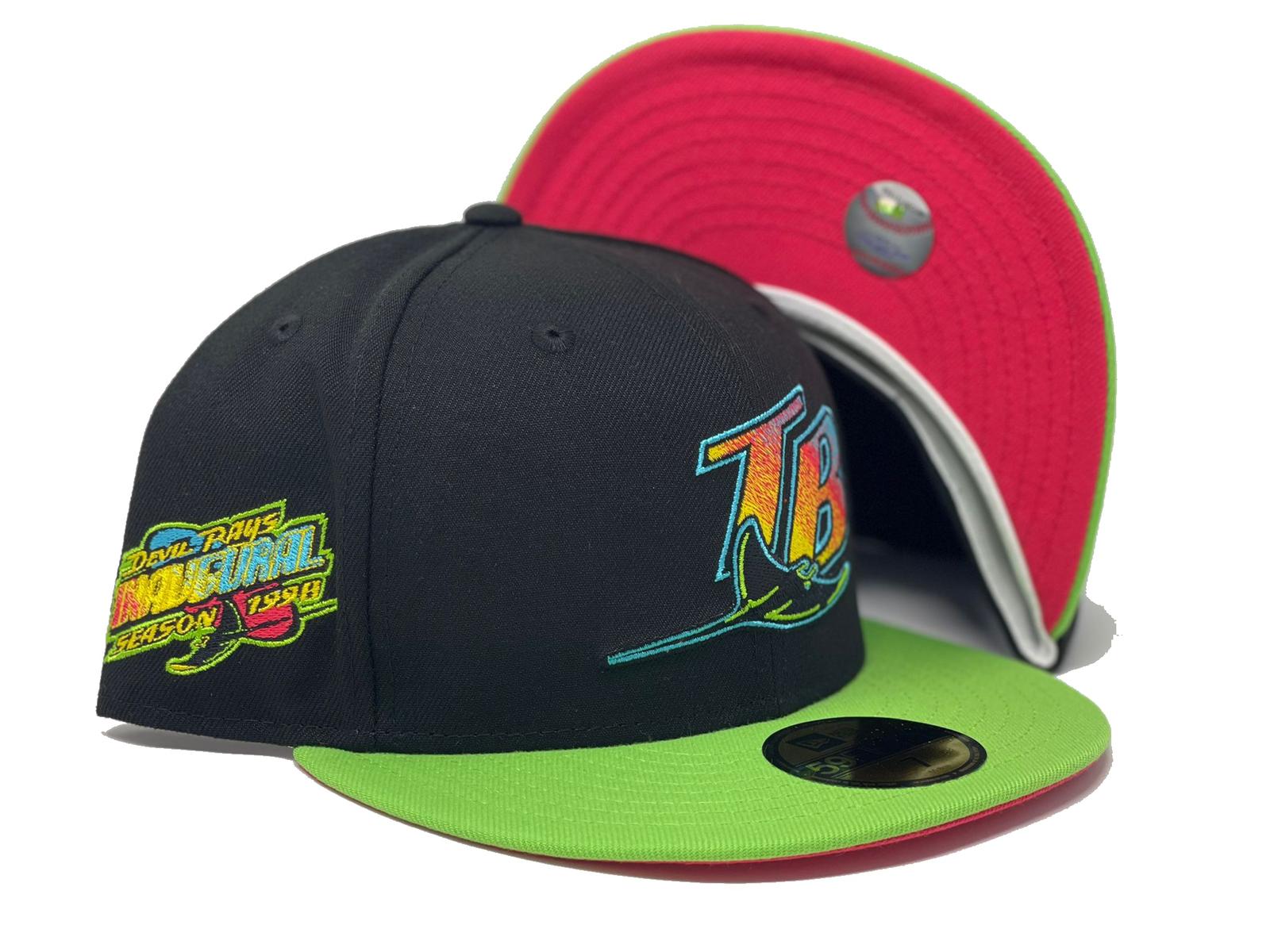 TAMPA BAY DEVIL RAYS 1998 INAUGURAL SEASON LAVA RED BRIM NEW ERA FITTED HAT