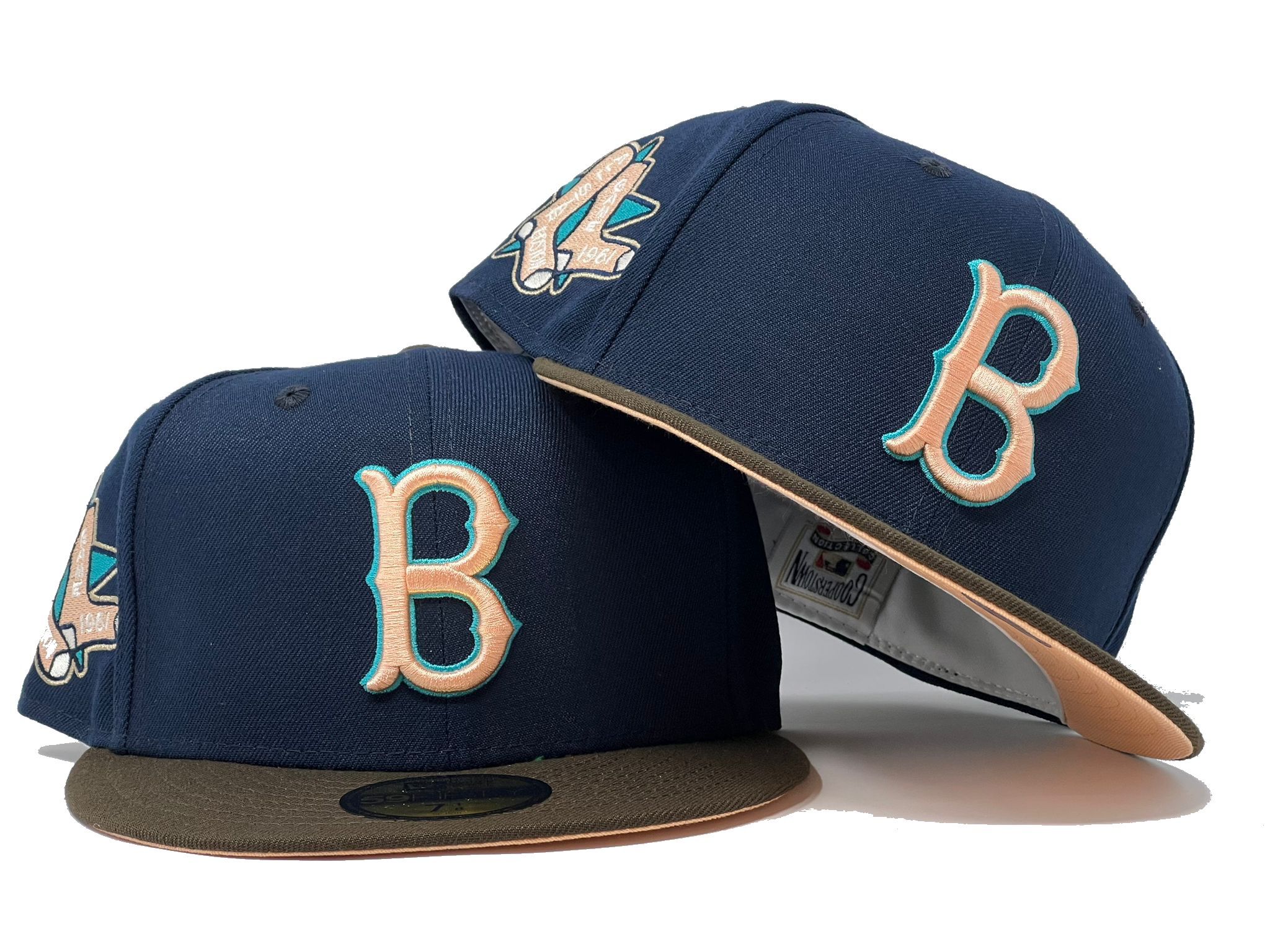 Boston Red Sox 1961 All Star Game Light Navy Brown Visor Peach Brim New Era Hat