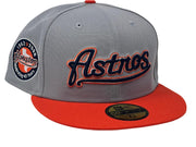 HOUSTON ASTROS 45TH ANNIVERSARY LIGHT GRAY ORANGE VISOR GREEN BRIM NEW ERA FITTED HAT