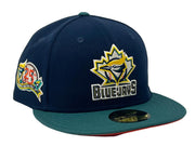 TORONTO BLUE JAYS 25TH ANNIVERSARY "SPACE PACK" NAVY AQUA GREEN VISOR ORANGE NEW ERA FITTED HAT