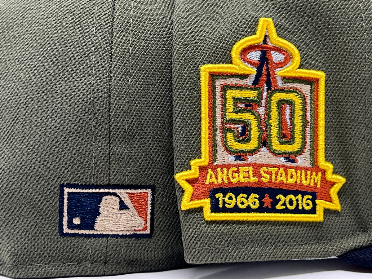 Anahiem Angels 50th Anniversary Olive Navy Visor Rust Orange Brim New Era Fitted Hat