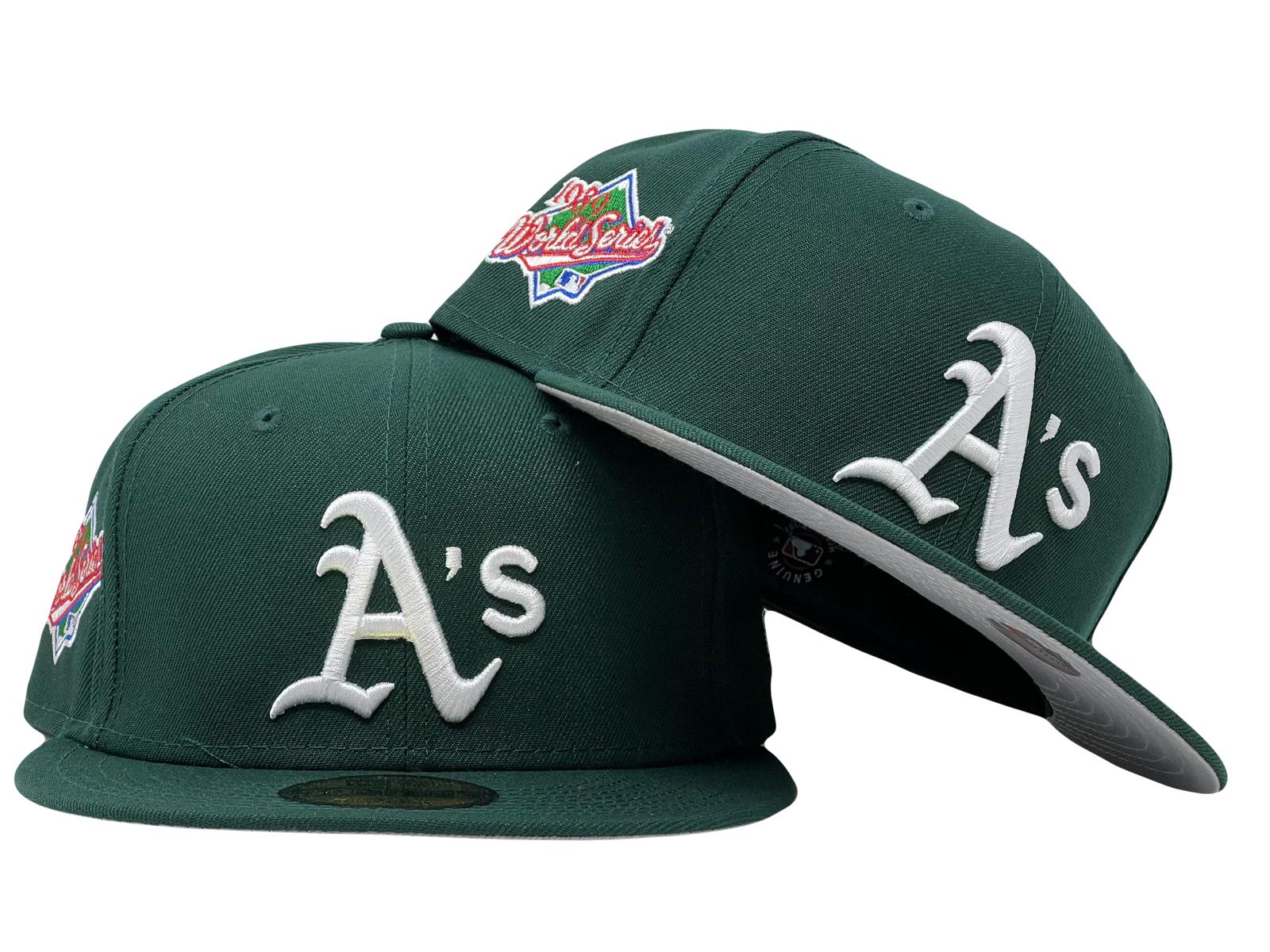 Oakland Athletics 1989 World Series Gray Brim Fitted Hat-Green