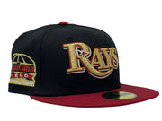 Tampa Bay Devil Rays Tropicana Field Black Burgundy Gray Brim New Era Fitted Hat