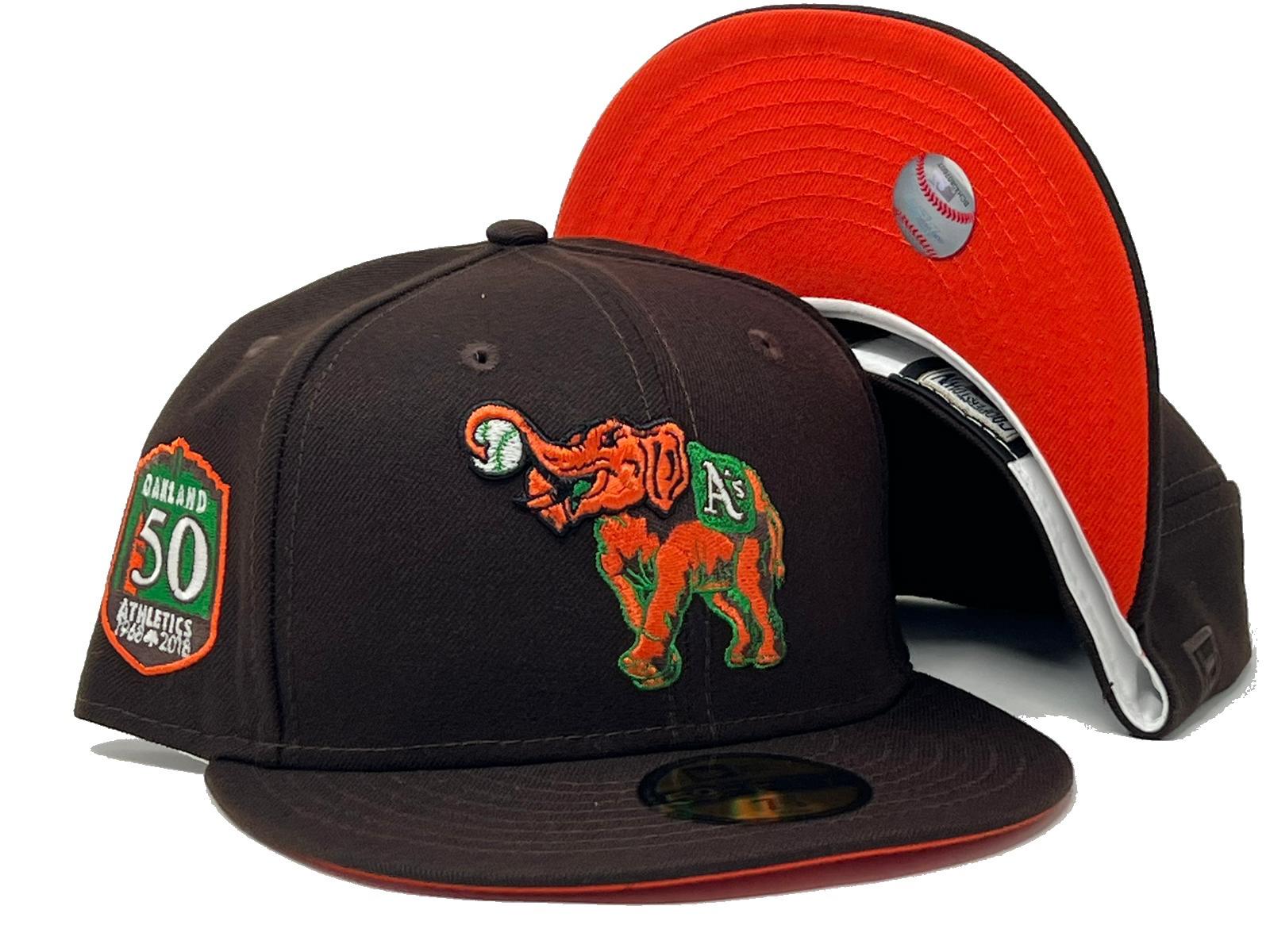 Oakland Athletics 50th Anniversary "AUTUMN 2" Deep Brown Orange Brim New Era Fitted Hat