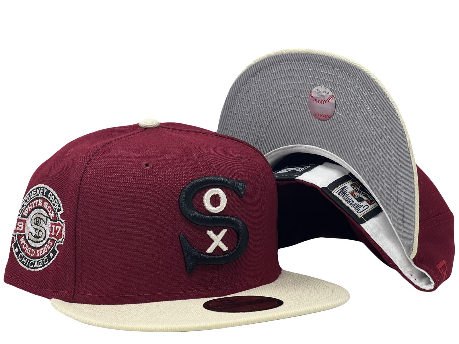 CHICAGO WHITE SOX 2017 WORLD SERIES BURGUNDY CHROME VISOR GRAY BRIM NEW ERA FITTED HAT