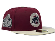 Chicago Cubs 2016 World Series "BURGUNDY CHROME VISOR GRAY" Brim New Era Fitted Hat