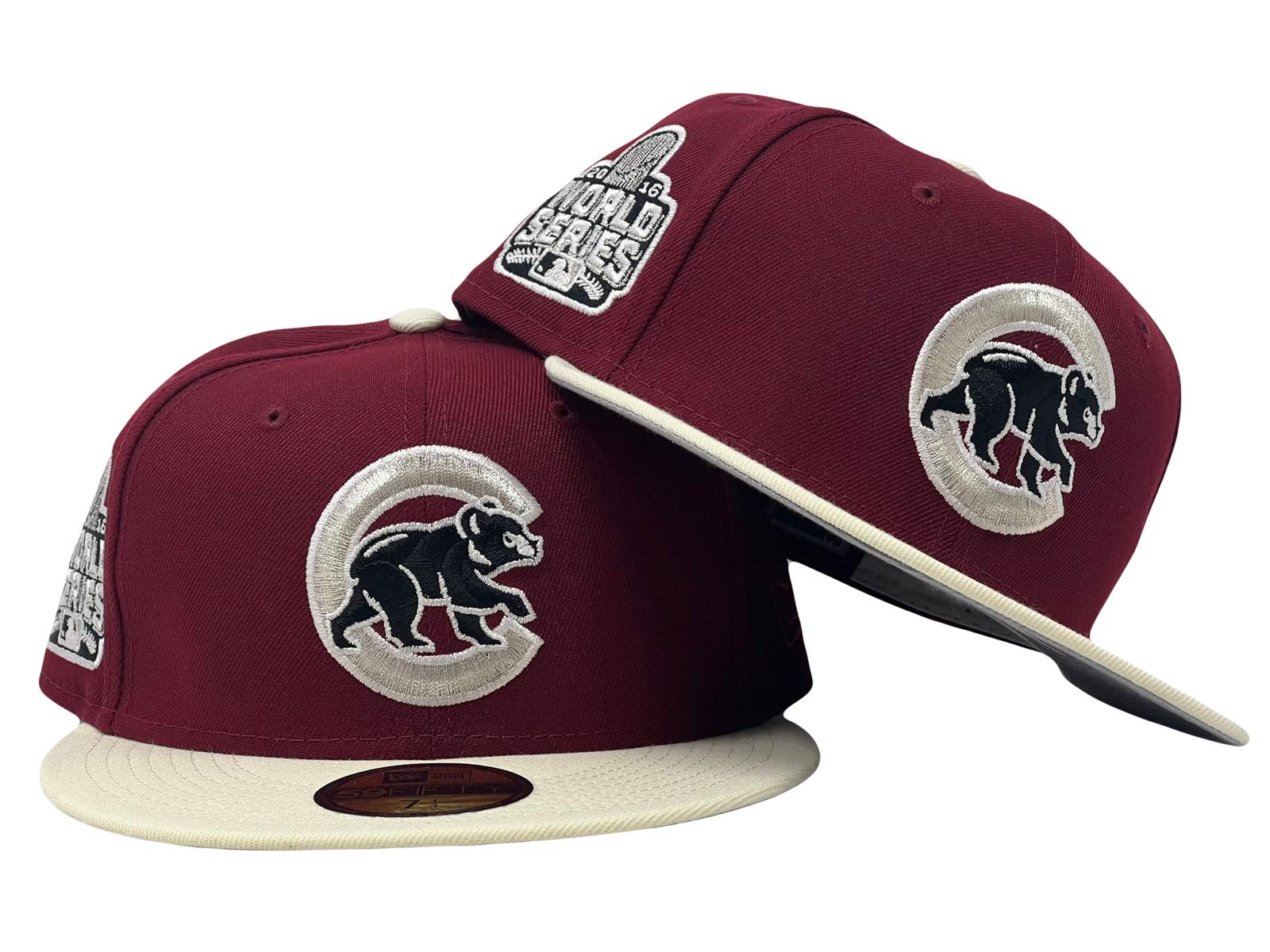 Chicago Cubs 2016 World Series "BURGUNDY CHROME VISOR GRAY" Brim New Era Fitted Hat