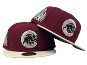 Chicago Cubs 2016 World Series "BURGUNDY CHROME VISOR GRAY" Brim New Era Fitted Hat