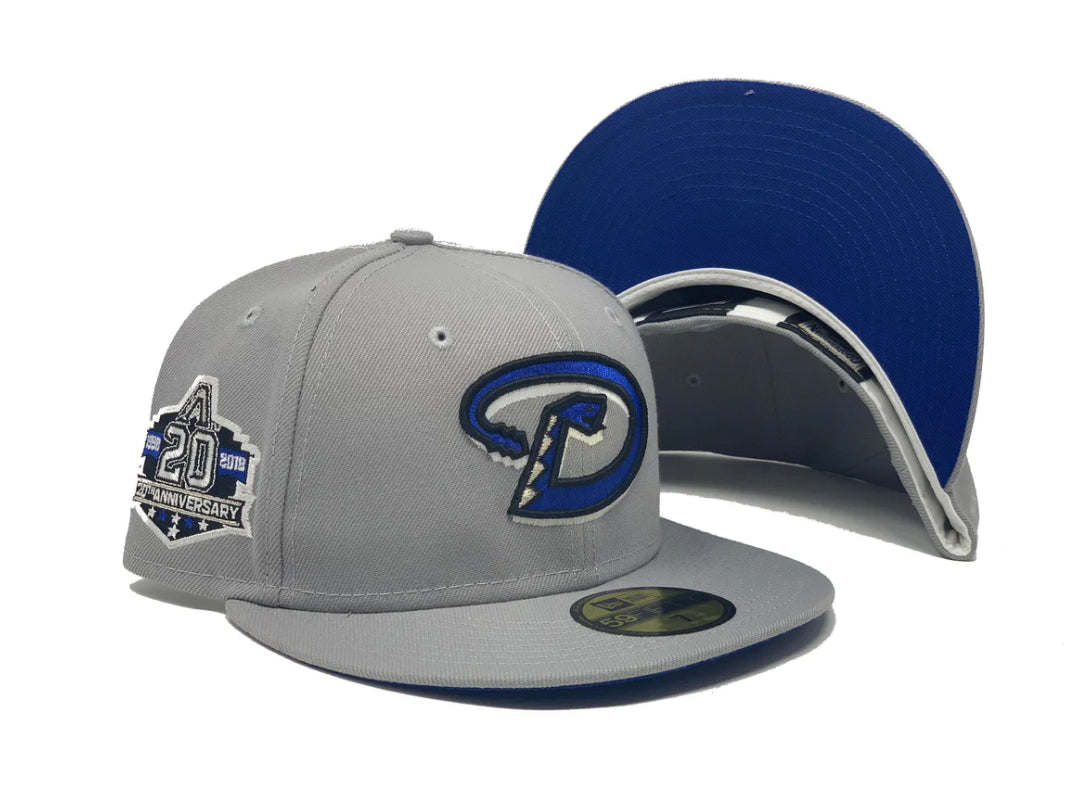 Arizona Diamondbacks 20TH Anniversary Light Gray Royal Blue Brim Fitted Hats