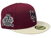 New York Mets 40th Anniversary Burgandy Chrome Visor Gray Brim New Era Fitted Hat