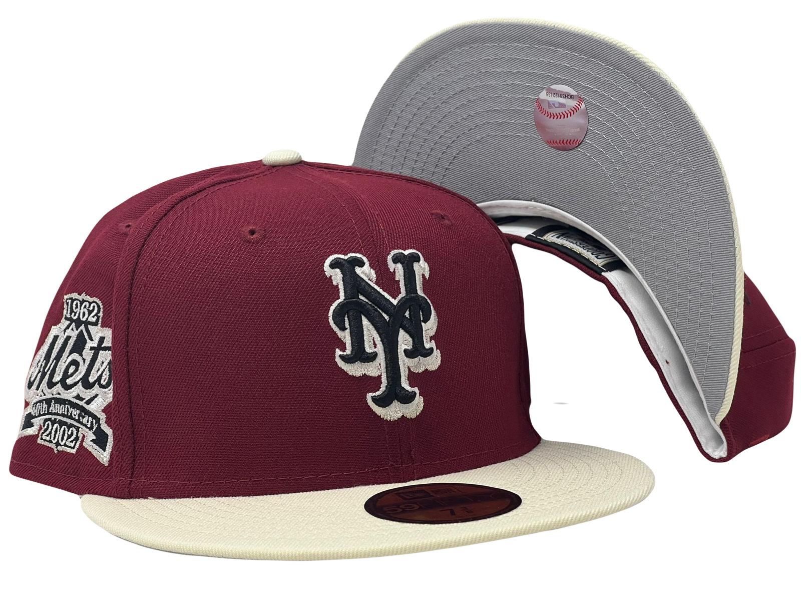 New York Mets 40th Anniversary Burgandy Chrome Visor Gray Brim New Era Fitted Hat