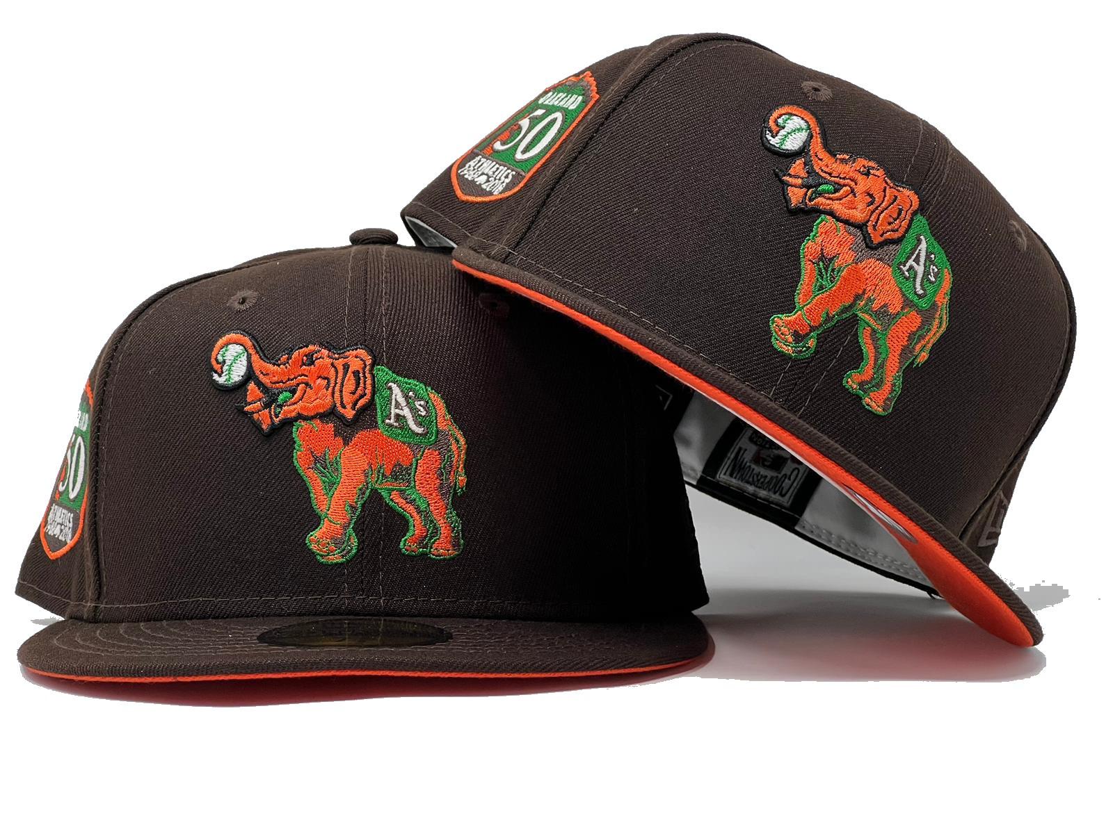 Oakland Athletics 50th Anniversary "AUTUMN 2" Deep Brown Orange Brim New Era Fitted Hat