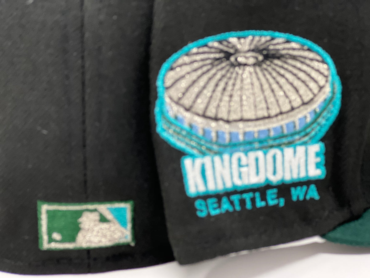 seattle Mariners Kingdome Stadium Black Dark Green Visor Gray Brim New Era Fitted Hat