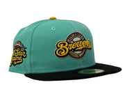 MILWAUKEE BREWERS 2002 ALL STAR GAME BLUE TINT BLACK VISOR RUST ORANGE BRIM NEW ERA FITTED HAT