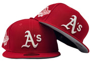 OAKLAND ATHLETICS 1989 WORLD SERIES RED GRAY BRIM NEW ERA FITTED HAT