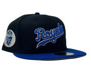 Kansas City Royals 25TH Anniversary Black/ Royal Gray Brim New Era Fitted Hat
