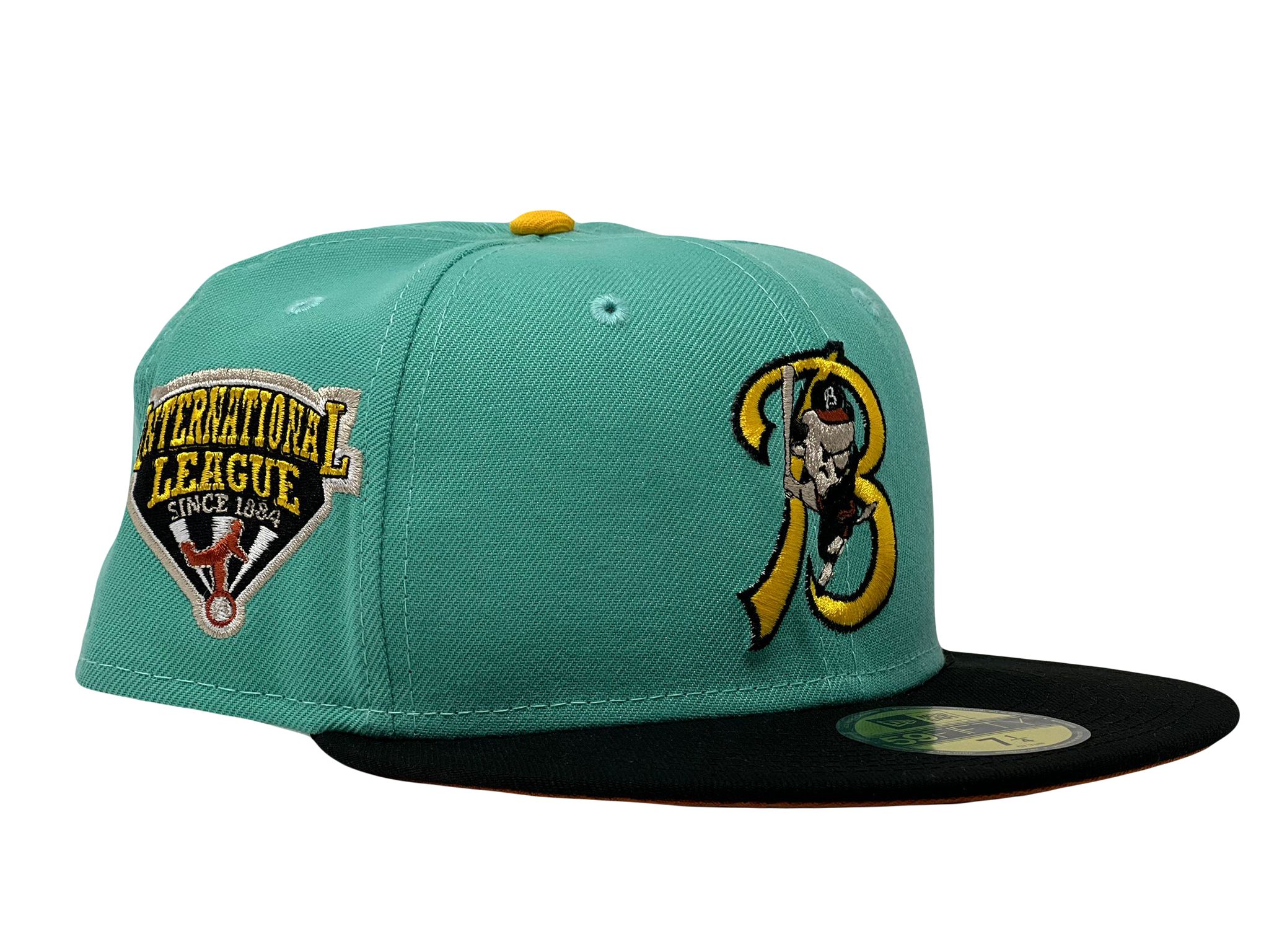 BUFFALO BISONS INTERNATIONAL LEAGUE BLUE TINT BLACK VISOR RUST ORANGE BRIM 59FIFTY NEW ERA FITTED HAT