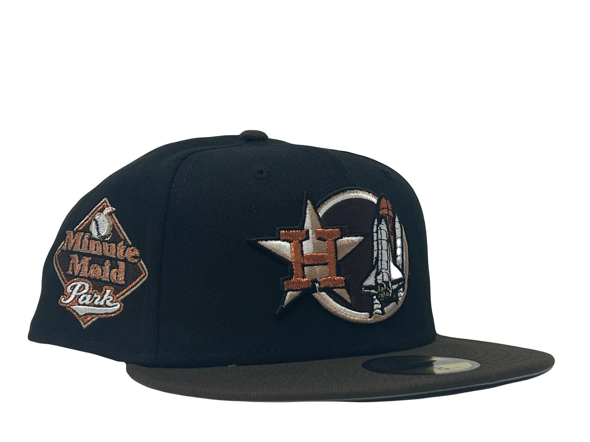 Black Brown Houston Astros Custom New Era Fitted Hat