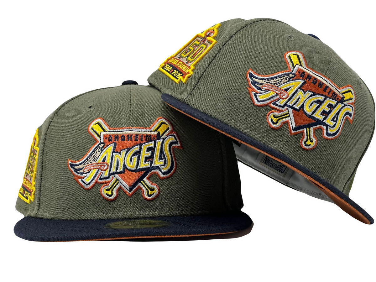 Anahiem Angels 50th Anniversary Olive Navy Visor Rust Orange Brim New Era Fitted Hat