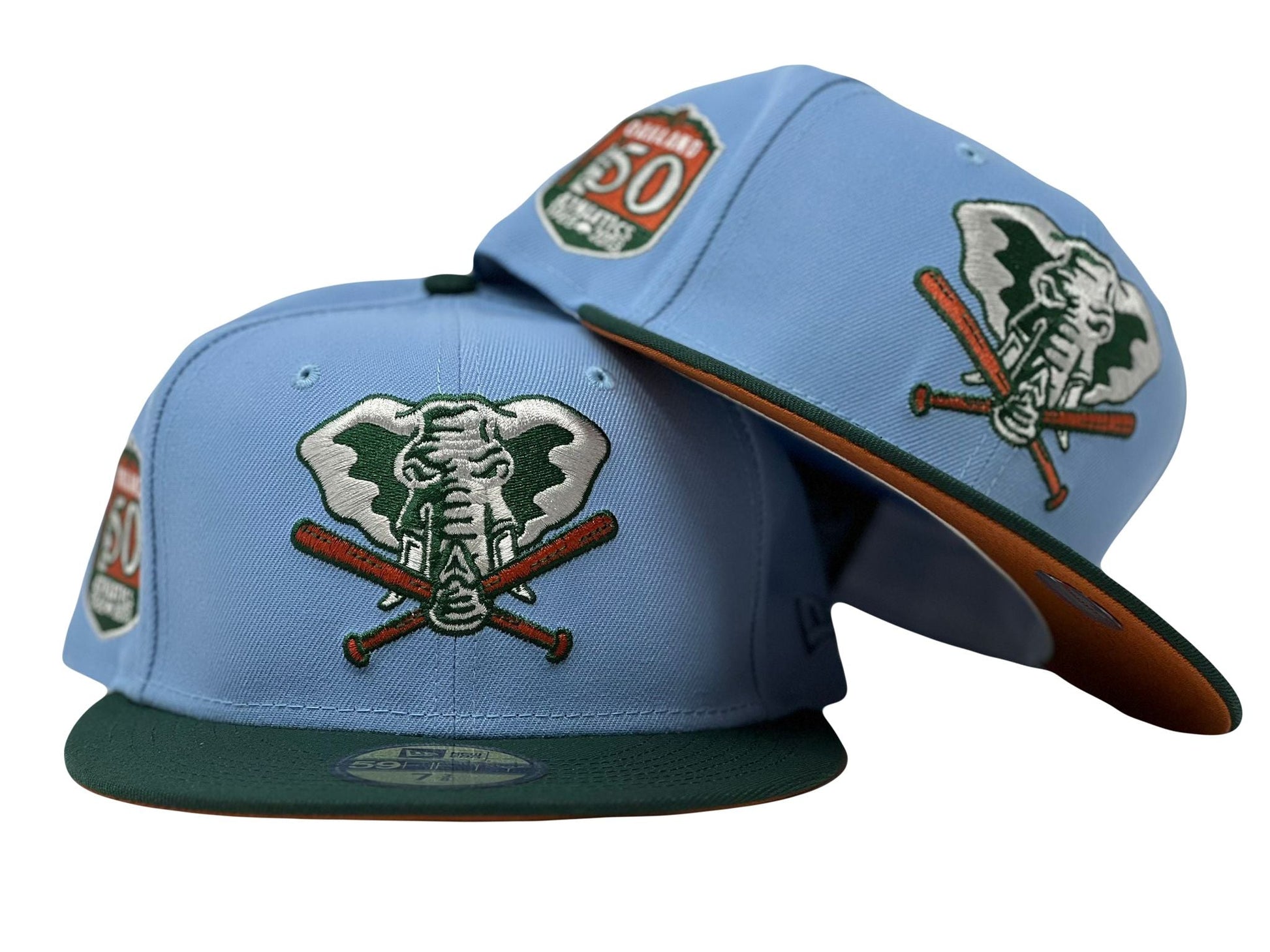 Oakland Athletics 50th Anniversary Rust Orange Brim New Era Fitted Hat