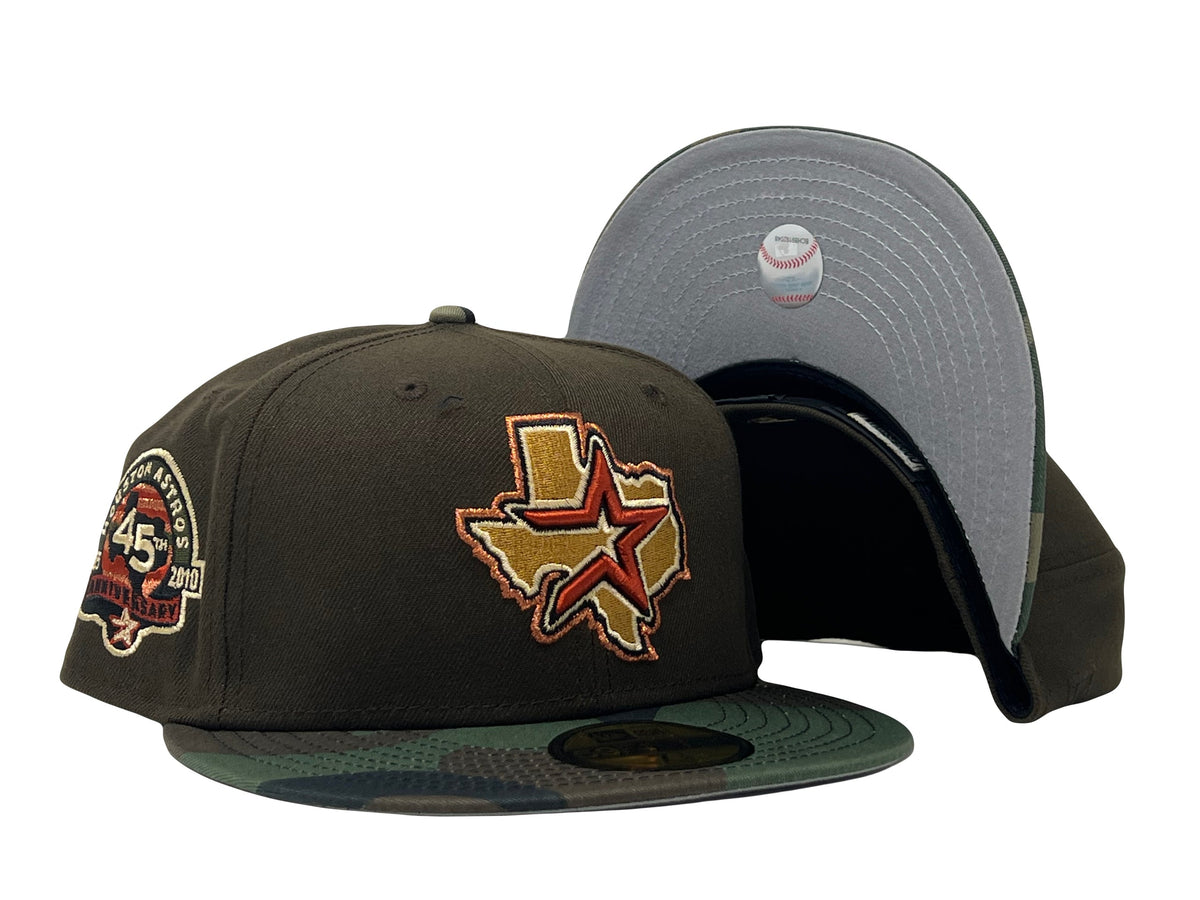 Brown Houston Astros Woodland Camo Visor New Era Fitted Hat