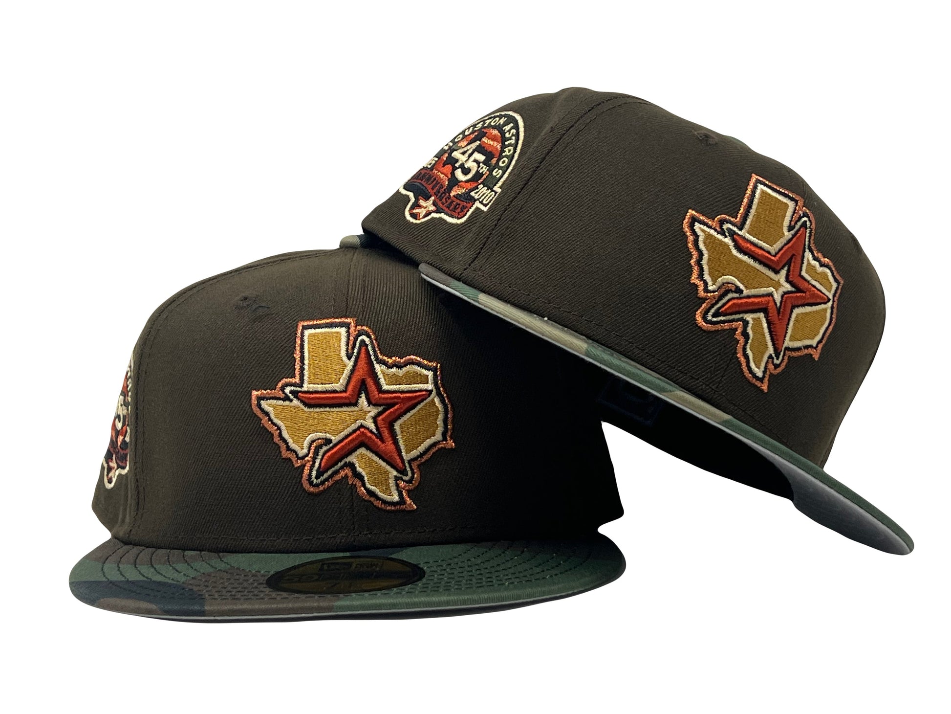 Brown Houston Astros Woodland Camo Visor New Era Fitted Hat