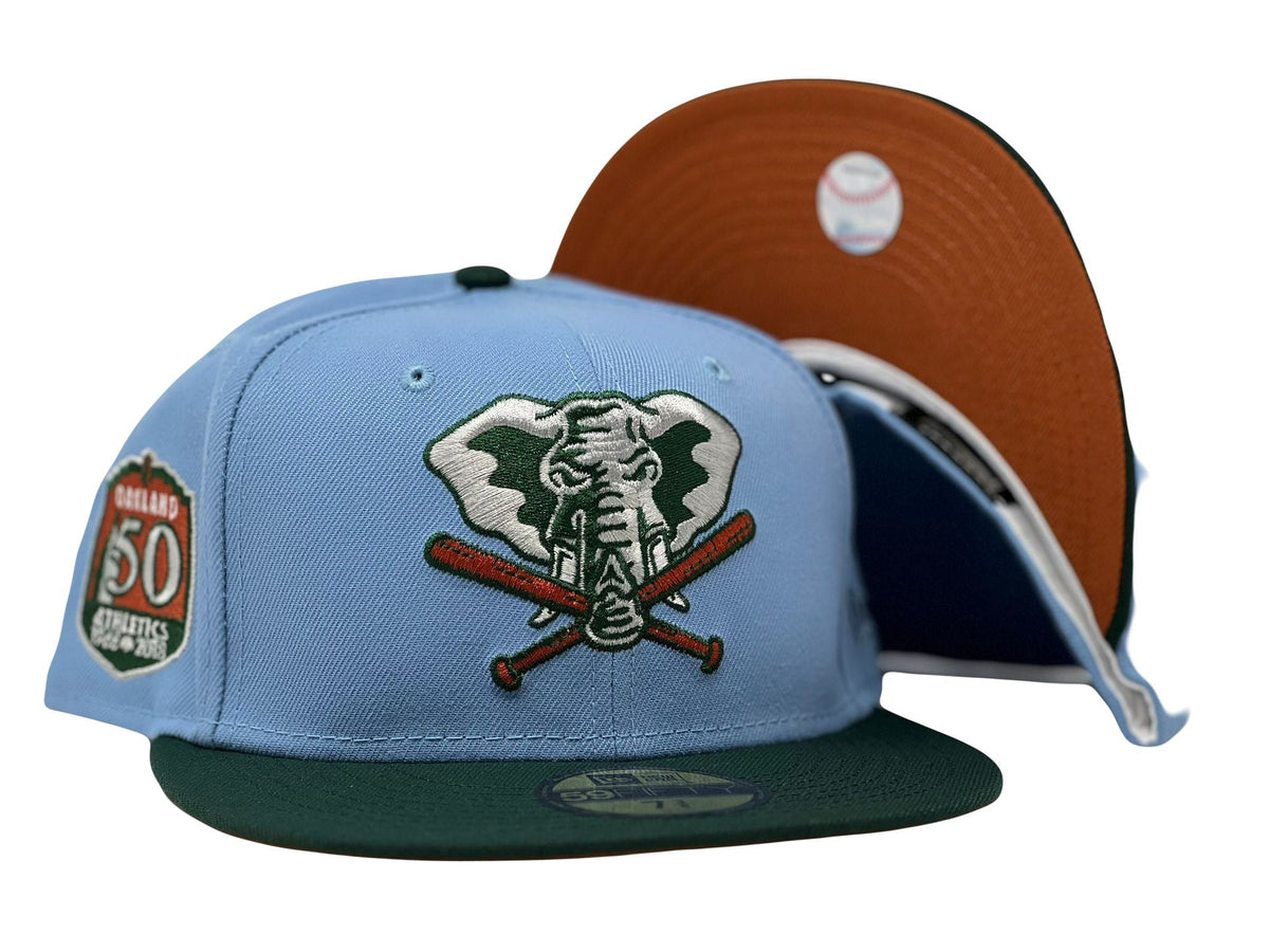 Oakland Athletics 50th Anniversary Rust Orange Brim New Era Fitted Hat