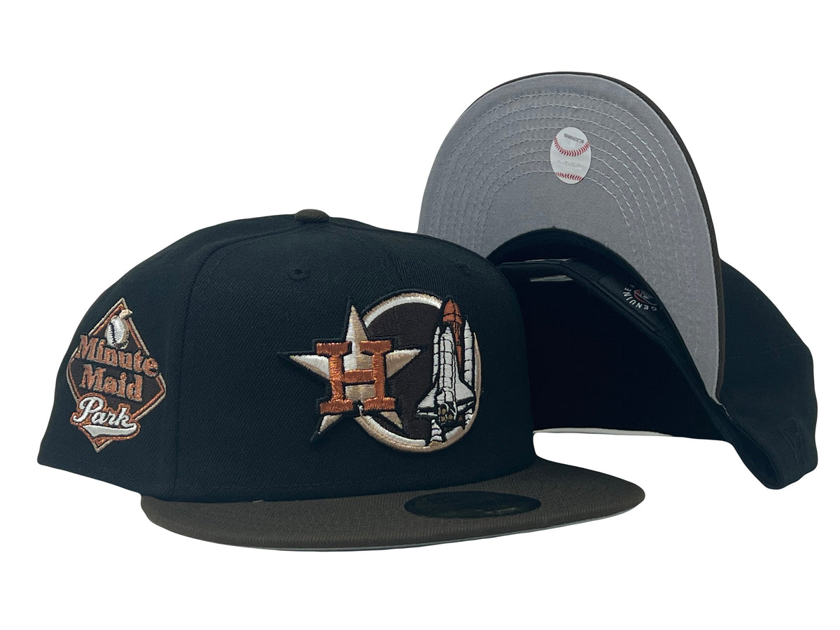 Black Brown Houston Astros Custom New Era Fitted Hat