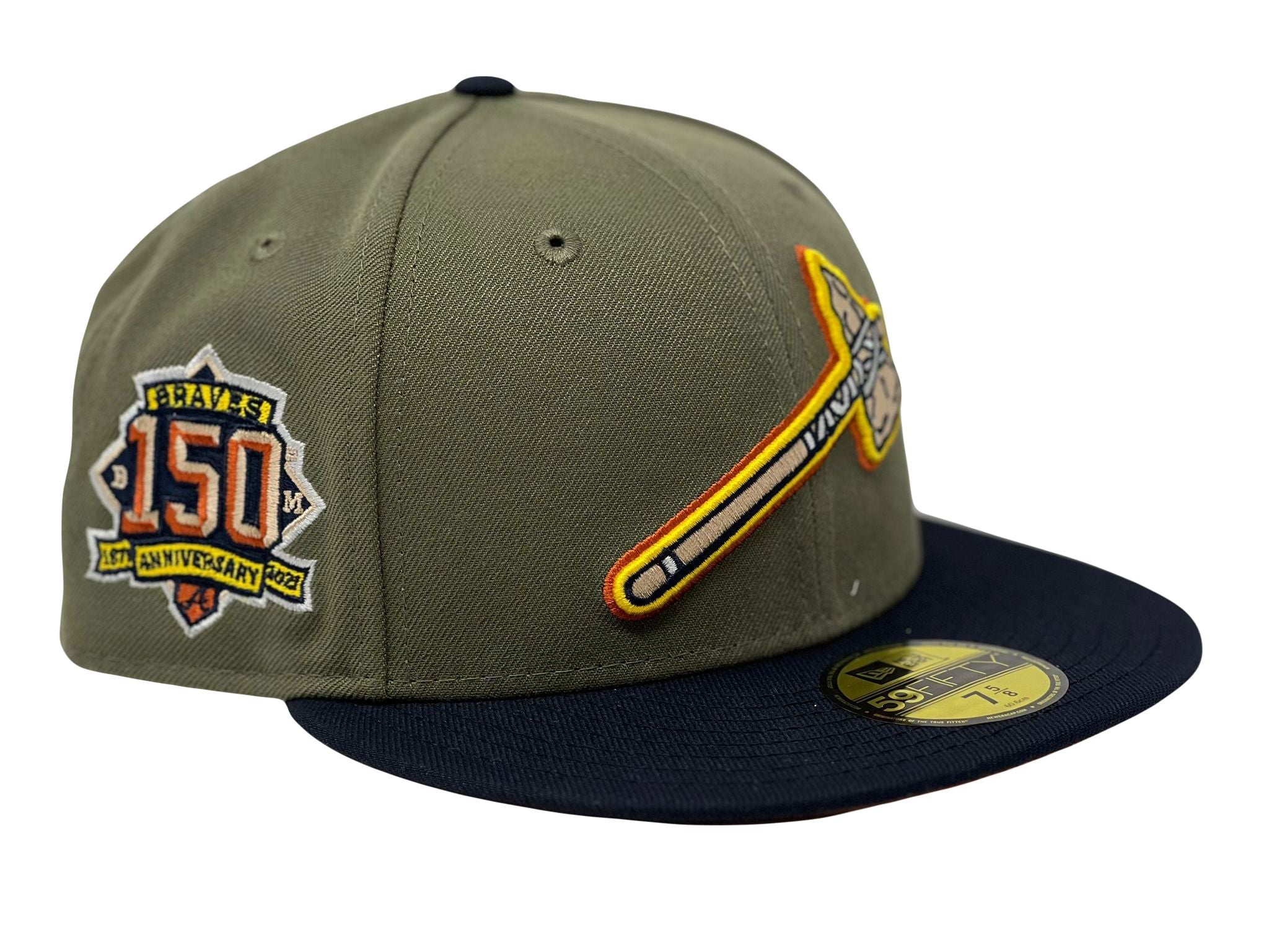 Atlanta Braves 150th Anniversary Olive Navy Visor Rust Orange Brim New Era Fitted Hat