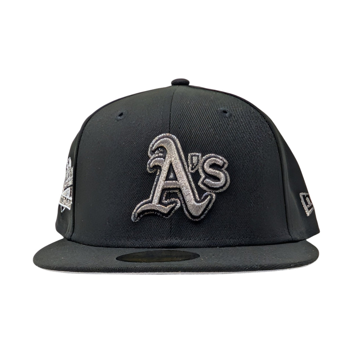 Oakland Athletics 1989 World Series Metallic Logo Fitted Hat- Black