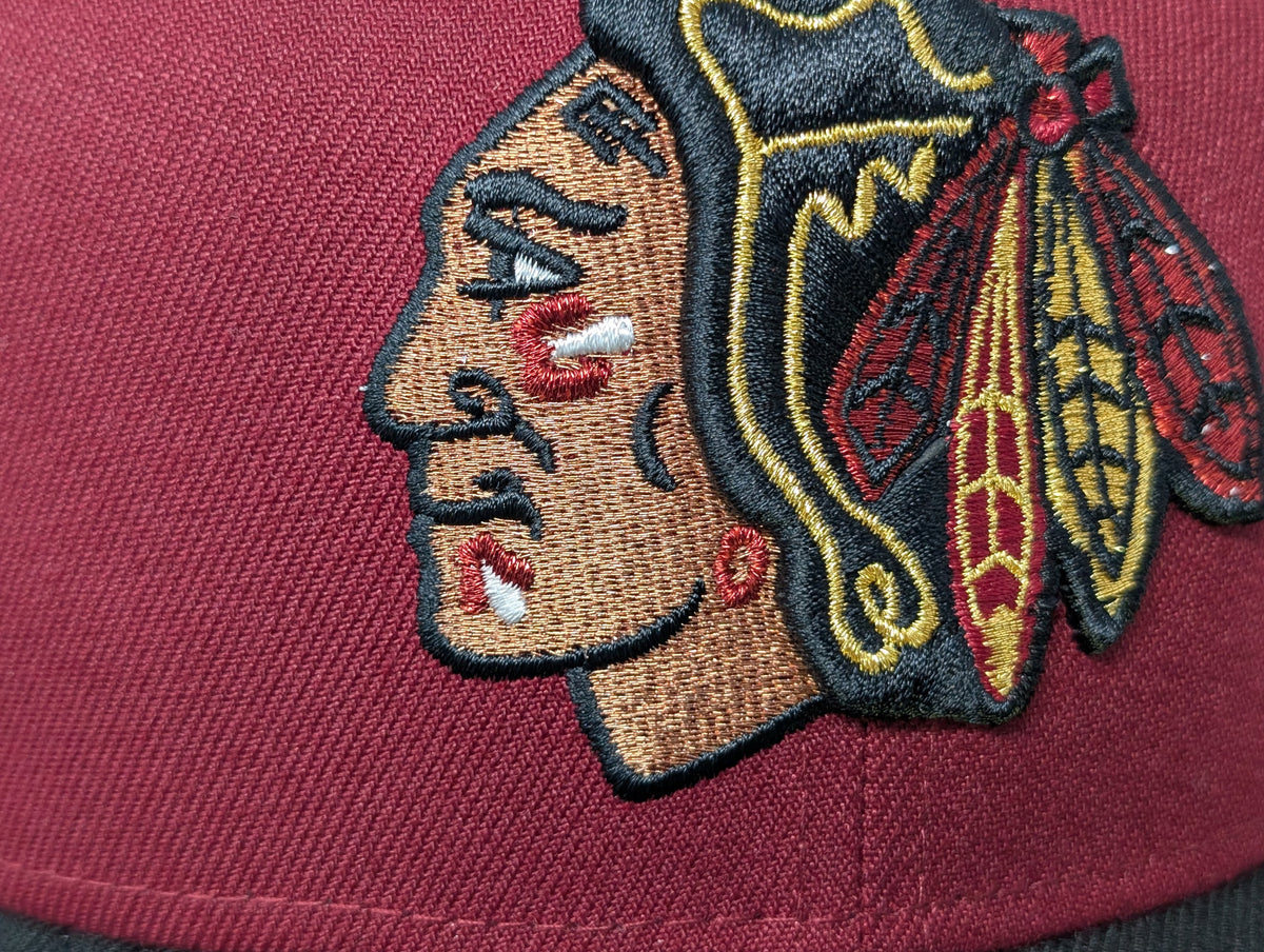 Chicago Blackhawks 1991 All Star Game Fitted Hats-Burgundy Black