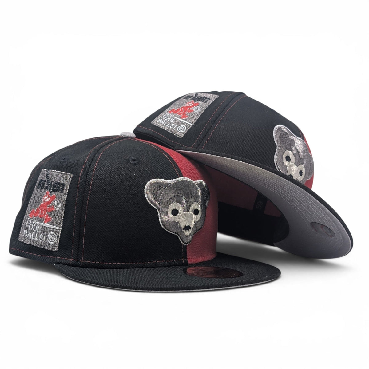 Chicago Cubs Be Alert Foul Ball Logo Split Panel New Era Fitted Hats