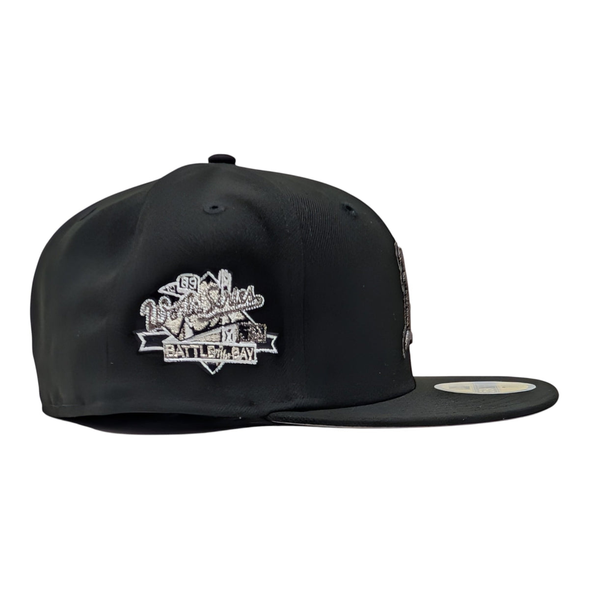 Oakland Athletics 1989 World Series Metallic Logo Fitted Hat- Black