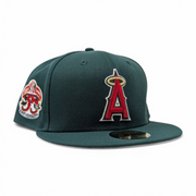Los Angeles Angels 35th Anniversary Dark Green Pink Brim Fitted Hats